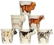 Ceramic Pottery Cat Mugs 3.75"H 10oz Set of Six