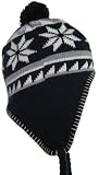 Fleece Lined Chullo Ski Toque Knit Skull Cap Beanie Snow Hat Snowboard Ear Flaps