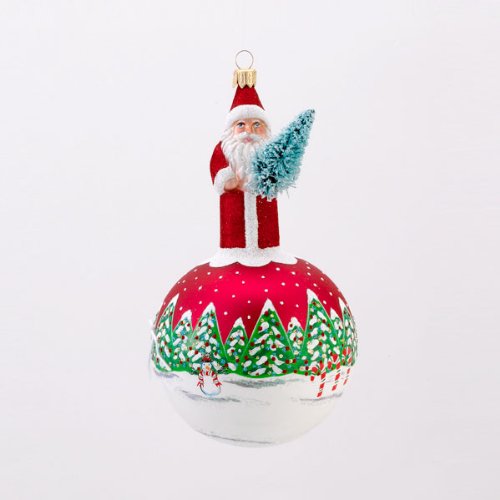 6.5″ David Strand Designs Glass St. Nicholas Snowfall Santa Christmas Ornament 6.5″ David Strand Designs Glass St. Nicholas Snowfall Santa Christmas Ornament