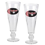 Atlanta Hawks NBA 2pc Pilsner Glass Set with Basketball on stem - Oval Logo