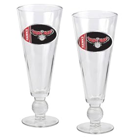 Atlanta Hawks NBA 2pc Pilsner Glass Set with Basketball on stem - Oval Logo by