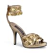 3 3/4 Inch Heel Sexy Shoes Gold Gypsy Shoe Open Toe Ankle Cuff Gypsy Coins Theatre Costumes Shoe