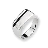 Diamond and Onyx Sterling Silver Men's Ring (Sizes 9-11)