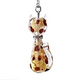 Handmade Cat Shaped Murano Glass with Gold Foil- Gold Leopard Print