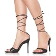 4 Inch Sexy Strappy High Heeled Shoes Women's Sandal Lace-Up Black Patent