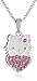 Hello Kitty Girls' Silver-Plated Crystal Heart-Pendant Necklace, 18