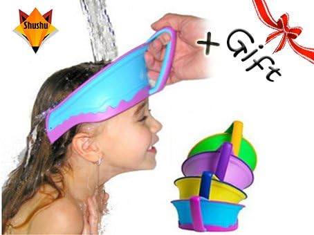 SHUSHU Bath Cap Hat For Children Baby Kids Adults Waterproof Shower Soft Baby Sampoo Cap - Safe Shampoo Shower Bathing Protect Soft Cap Hat + GIFT Shower Cap Hat Animals (PURPLE)