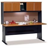 Bush A-Series 72 Inch Desk and Hutch in Natural Cherry