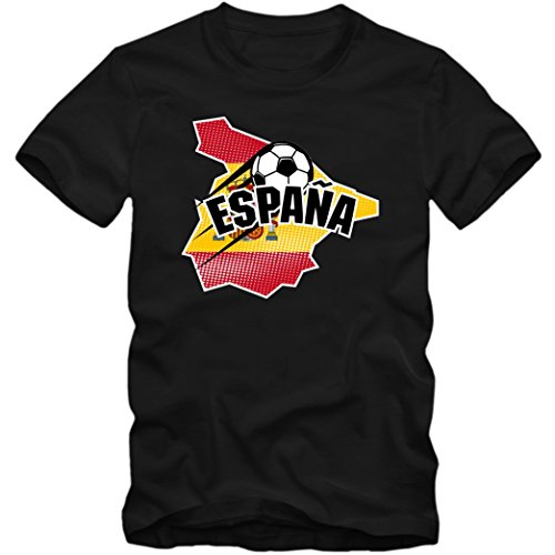 Spanien EM 2016 #1 T-Shirt | Fußball | Herren | Trikot | La Furia Roja | Nationalmannschaft, Farbe:Schwarz (Deep Black L190);Größe:XL