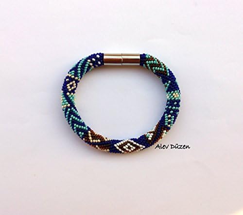 Dark Blue Bead Crochet Bracelet / Handmade Dark Blue Crochet Bracelet / Bead Crochet Bracelet