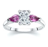 1.40 CT RADIANT DIAMOND W PEAR PINK SAPPHIRE RING 18K