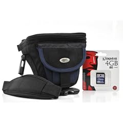 Kameratasche, Fototasche Typ Malta, schwarz-blau - f�r gr��ere Digitalkameras wie Sony Alpha 55, 33, 390, 65V, 77V, NEX-3, NEX-5, NEX-7, HX1,