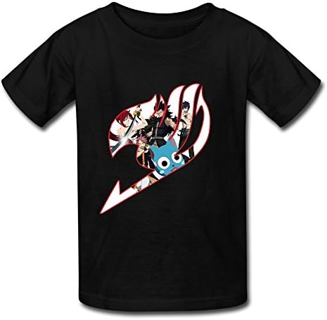 QDJT Youth Fairy Tail Anime Characters Kids Boys And Girls T-Shirt - XL Black
