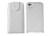 iPhone 4/4S Housse en cuir blanc avec la Garde de l'écran et chargeur de voiture.