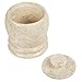 Creative Home Natural Champagne Marble Cotton Ball Swab Holder Q-Tip Holder Bathroom Storage Jar Container Organizer for Bathroom Vanity Countertop Organizer, 3.6