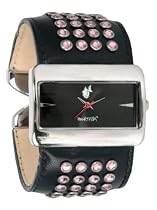 Punky Fish G279.13PF Ladies Black Dial and Black Leather Bangle Watch