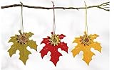 Dekohänger 3er Set Herbst Blätter Ahorn Laub mit Sonnenblume ansprechende Herbstfarben Herbstdekoration Aufhänger Fensterdekoration