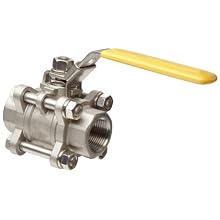 Merit Brass Stainless Steel 316 Ball Valve, Three Piece, Full Port, Lever, NPT Female