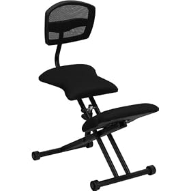 Black Ergonomic Kneeling Chair with Mesh Back