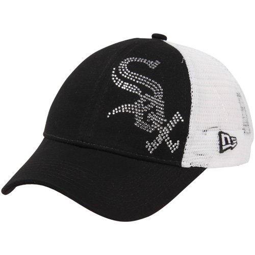 New Era Chicago White Sox Youth Girls Jr. Jersey Shimmer Adjustable Hat - Black/White