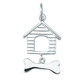 Sterling Silver Dog House & Bone Charm