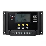 VicTec Intelligent LCD 30A 12V/24V 360W/720W PWM Solar Panel Regulator Adapter Charge Controller For Street Lamp Base Station Solar Panel System Environment Monitor Battery Charging Wifi Hotspot Etc