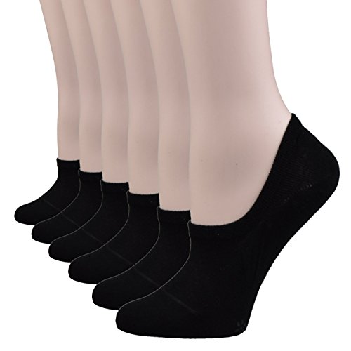 Fitu Women's 6 Pairs Cotton No Show Liner Socks Non Slip Low Cut