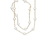 14K Yellow Gold Tin Cup Fresh Water Pearl Necklace and Bracelet Set