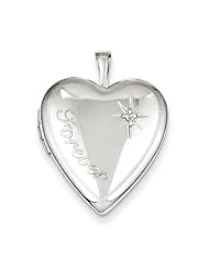 Sterling Silver 20mm Forever with Diamond Star Heart Locket. Metal Wt- 3.4g