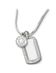 Boston Red Sox Mlb Dog Tag Pendant Logo - Silver & Cz