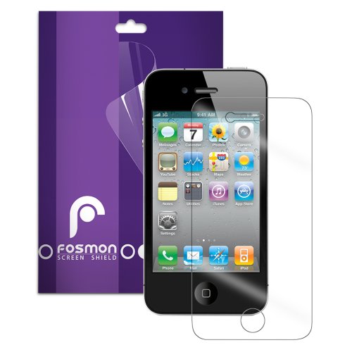 Fosmon Transparent Clear Screen Protector for iPhone 4 4G 4S with Lint Cleaning Cloth (Fosmon Retail Packaging) - 3 Pack