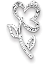 Sterling Silver & Diamond Flower Pendant Slide
