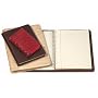 Genuine Italian Leather Refillable Notebook, Wire-O Spiral, Ruled, Perforated Pages, 3-1/4" x 4-7/8", Hand-Stained Red
