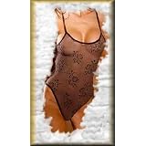 y2 Elegant n Unique - Floral Lace Teddy Ultra Sheer One Size in Black