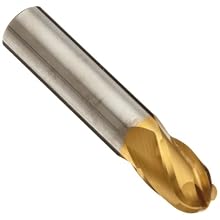 Niagara Cutter CB430 Carbide End Mill, General Purpose, TiN Coated, 4 Flutes, Ball End, 5/8" Cutting Length, 1/2" Cutting Diameter