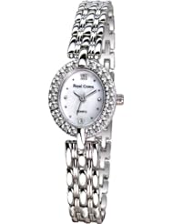 Gemorie Women Fashion Oval Shape Cubic Zirconia Watch with Steel Band in Rhodium Plating (128999)