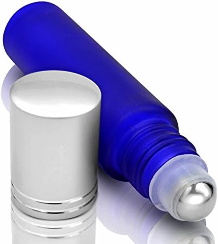 2PM Essentials™ 20 Pack - 10ml Elegant Frosted Glass Roll On Bottles with Perfect Stainless Steel Roller Ball &amp; Brushed Aluminum Cap. Small Refillable Empty Glass Bottle Applicator Professionally Designed For Perfume - Wax - Aromatherapy - Essential Oils - Deodorant. Choose Frost Cobalt Blue Or Frost White. Metal Ball Prevents Leaks and Provides Even Application Every Time. No Question Asked 100% Lifetime Satisfaction Guarantee. Harness The Powers Of Natural Essential Oils Now! (20, Frosted Cobalt Blue)