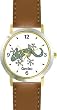 Gecko Animal - WATCHBUDDY&reg; DELUXE TWO-TONE THEME WATCH - Arabic Numbers - Brown Leather Strap-Women's Size-Small