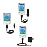 Deluxe Kit for the ViewSonic V35 includes a USB cable with Car and Wall Charger - Gomadic Brand w/ TipExchange Technology