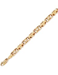 14K Solid Yellow Gold Hip Hop Bullet Chain Bracelet 7mm (17/64 in.) - 8.5 in.