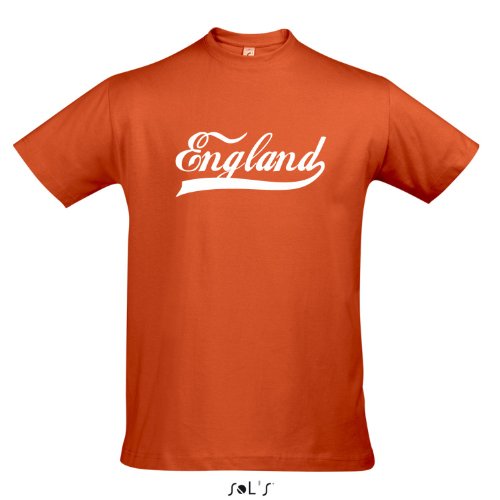 T-Shirt England Oldschool LÄNDERSHIRT EM / WM FAN Trikot S-XXL , Orange – weiß , S