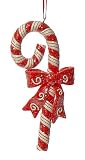 Glittery Candy Cane With Swirl Bow Christmas Ornament #2719262