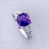 1.85ct Genuine Natural Amethyst Gemstone and Diamond 10k White Gold Ring(Limited Edition-Last One)
