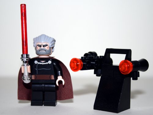 Lego Star Wars - Count Dooku mit Chromgriff Laserschwert - 1 Flammenwerfer 1 Blaster 1 Waffenhalter