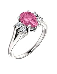 14K White Gold 9.00x6.00mm Pear Cut Chatham Created Pink Sapphire and Diamond Ring -- LIFETIME WARRANTY
