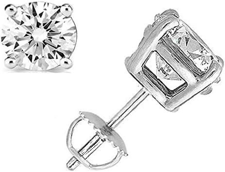 1.5 Carat Total Weight Round 925 Sterling Silver Stud Earrings 5MM Basket Setting