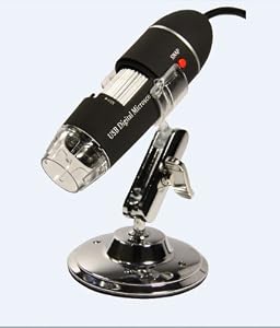 GSI High-Definition Scientific Digital LED Microscope, USB Video Connection to Computers/Laptops/Notebooks, Magnifies All Microscopic Articles 400x, Special Image Treatment, Includes Stand for Handsfree Use, for Hobby/Science/Education/Industrial- Black