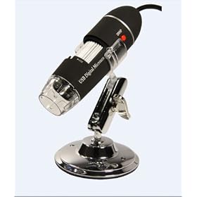 GSI High-Definition Scientific Digital LED Microscope, USB Video Connection to Computers/Laptops/Notebooks, Magnifies All Microscopic Articles 400x, Special Image Treatment, Includes Stand for Handsfree Use, for Hobby/Science/Education/Industrial- Black