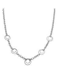 Sterling Silver Double Circle Station Necklace (18 inch)