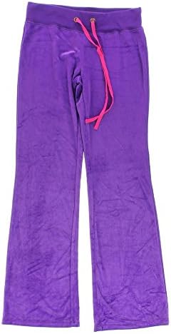 Jenni Womens Juniors Velour Drawstring Waist Lounge Pants Purple S